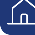 Weißes Icon eines Hauses auf dunkelblauem Hintergrund