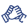 Dunkelblaues Icon, das zwei Hände zeigt, die einschlagen