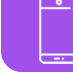 Weißes Icon, das ein Smartphone auf einem lila Hintergrund zeigt