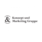 Logo der Konzept und Marketing Gruppe auf weißem Grund