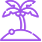 Lila Icon einer Insel mit einer Palme in der Mitte