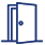 Icon einer blauen, geöffneten Tür