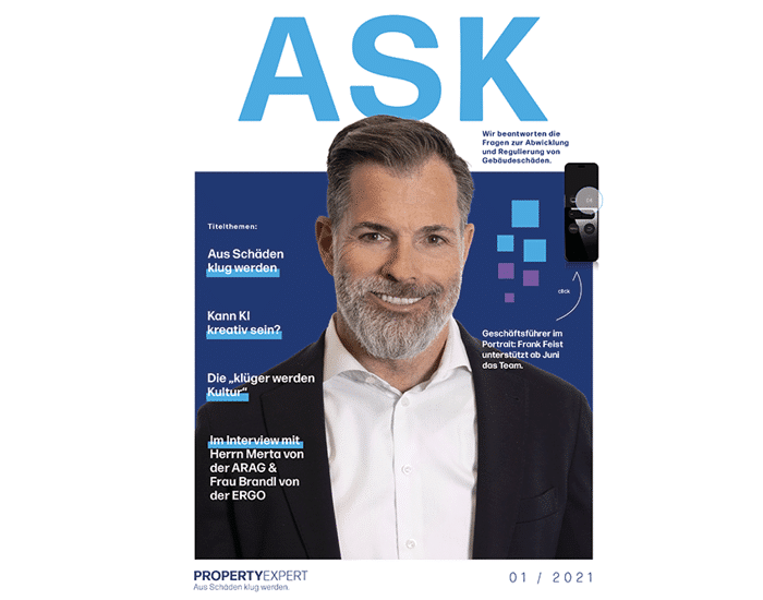 Das Cover des ersten ASK-Kundenmagazins mit Frank Feist, Geschäftsführer von PX